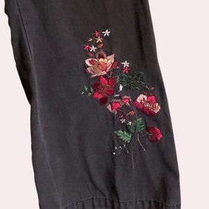 Daisy Fuentes Brown Flower Embroidered Pants 10P